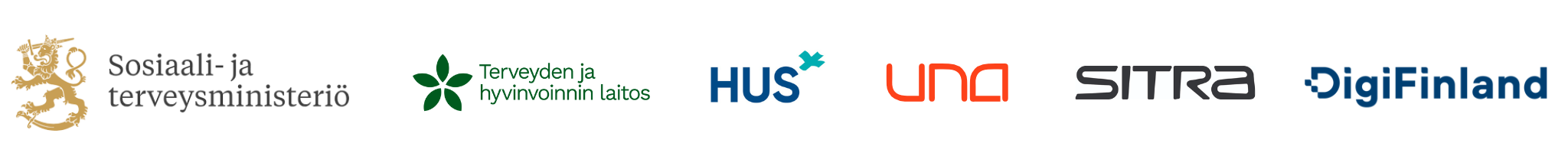 Logot: Sosiaali- ja terveysministeriö, THL, HUS, UNA, Sitra, DigiFinland